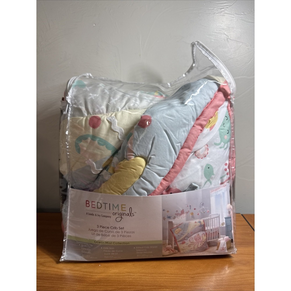 Lambs & Ivy 3-Pc Crib Set Ocean Mist Collection Bedtime Originals Crib/Toddler